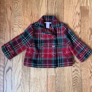 Janie and Jack Holiday Plaid Peacoat 6-12m